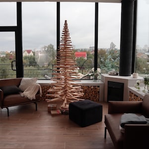 Tall Artificial Wooden Christmas Tree 120 cm, Eco-Friendly Xmas Decor, Small Outdoor Tree, Alternative Xmas Tree