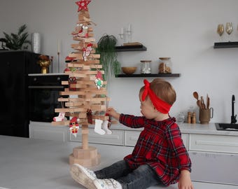 Handcrafted Rustic Wooden Christmas Tree, Natural Wood Decoration, Farmhouse Holiday Decor, Festive Gift Idea