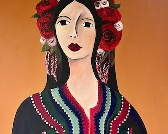 Origineel acrylschilderij op canvas, boho-schilderij, originele kunstwerken, origineel werk, handgemaakt, kunstprint, wanddecoratie, kunst aan de muur, decor