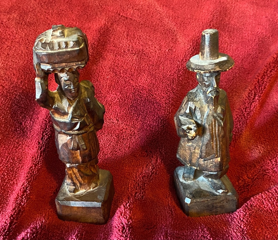 Korean Classic Vintage Wood Figurines Mamasan & Papasan Etsy
