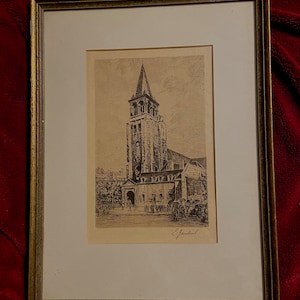 Outstanding Unique Etching. Double-signed. Vintage
