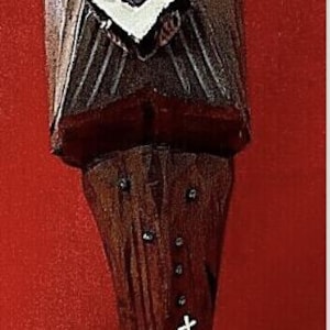 Monje rezando, talla de madera brillante, única y vintage.