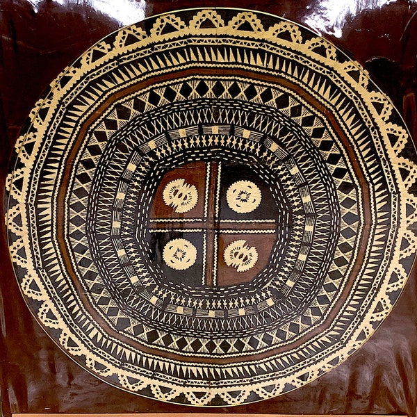 Stunning Huge Tapa Cloth. Unusually Detailed and Intricate Design. Remarkable Color Depth & Condition