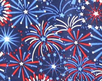 Star Fireworks Fabric, 100% Cotton, Novelty Fabric, By-the-Yard or half yard, Holiday, 4th of July, Patriotic