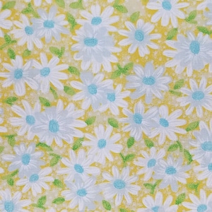 Packed Daisies on Yellow Fabric, 100% Cotton, Quilter&#39;s Cotton, by-the-yard, Floral, Daisy Spring Easter
