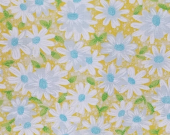 Packed Daisies on Yellow Fabric, 100% Cotton, Quilter's Cotton, by-the-yard, Floral, Daisy Spring Easter