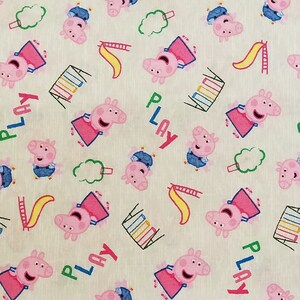 Peppa Pig at the Park fabric, 100% Cotton, Quilter's Cotton, By-the-Yard, Character, Peppa Pig