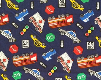 Transportation on Navy, 100% Cotton, Novelty Fabric, By-the-Yard, Transportation, Travel, fast shipping