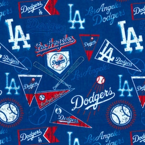 Los Angeles Dodgers Vintage Fabric, 100% Cotton, Novelty Fabric, By the Yard, Sport Team Baseball MLB 58 inch