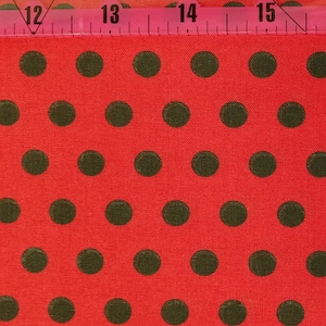 Red with Black Dots, Fabric, 100% Cotton, Quilter&#39;s Cotton, by-the-yard and Fat Quarter Increments Available, Polka Dot, Ladybug