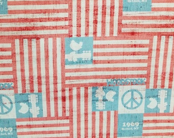 Woodstock Flag, 100% Cotton, Novelty Fabric, By-the-Yard and Fat Quarter Increments Available, Music, Rock