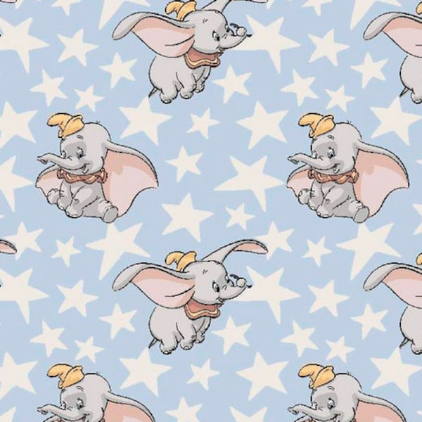 Disney Dumbo Stars, 100% Cotton, Novelty Fabric, By-the-Yard, Character, Disney, Dumbo