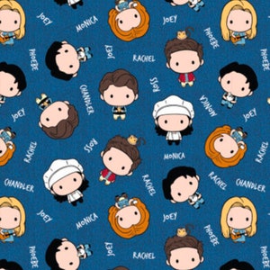 Friends Tossed, 100% Cotton, FLANNEL Fabric, By-the-Yard, Licensed Character Fast Quick Shipping