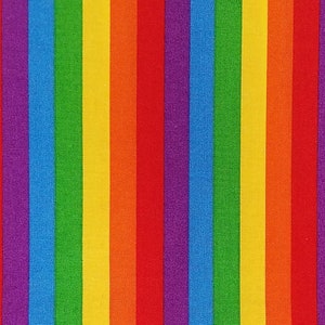 Rainbow Stripe, Fabric, 100% Cotton, Quilter&#39;s Cotton, by-the-yard and Fat Quarter Increments Available, Colorful, Bright
