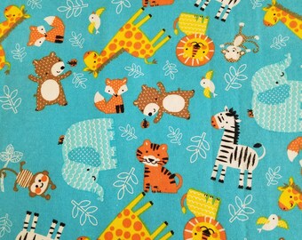 FLANNEL FABRIC-Pre Cut yardage-Zoo Animals Nursery Fabric 100/% Cotton Fabric