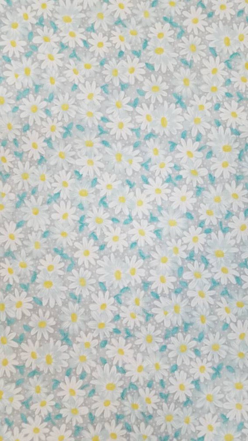 Packed Daisies on Gray Fabric 100 Cotton Quilter's Etsy