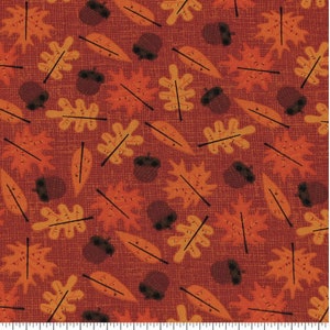 Harvest Leaf Fabric, 100% Cotton, Quilter's Cotton, By-the-Yard and 0.5 yard Increments Available, Autumn Fall Leaves Thanksgiving Acorn