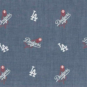 Los Angeles Dodgers Chambray Fabric, 100% Cotton, Novelty Fabric, By-the-Yard, Sport Team Baseball 44 inch