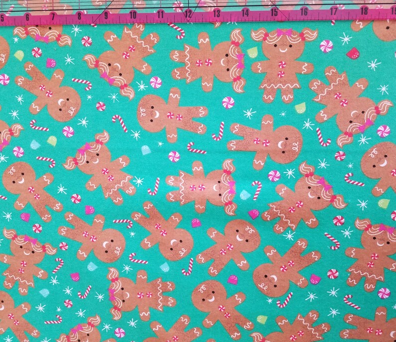 Gingerbread People Fabric 100 Cotton FLANNEL Bytheyard Etsy