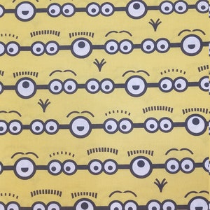 Minions Stripe, 100% Cotton, Novelty Fabric, By-the-Yard and Fat Quarter Increments Available, Despicable Me, Minion