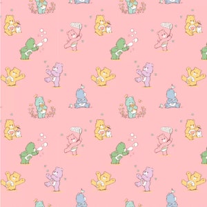 Care Bears Playful Pink FLANNEL Fabric, by-the-yard, 100% Cotton, Character, Care Bear
