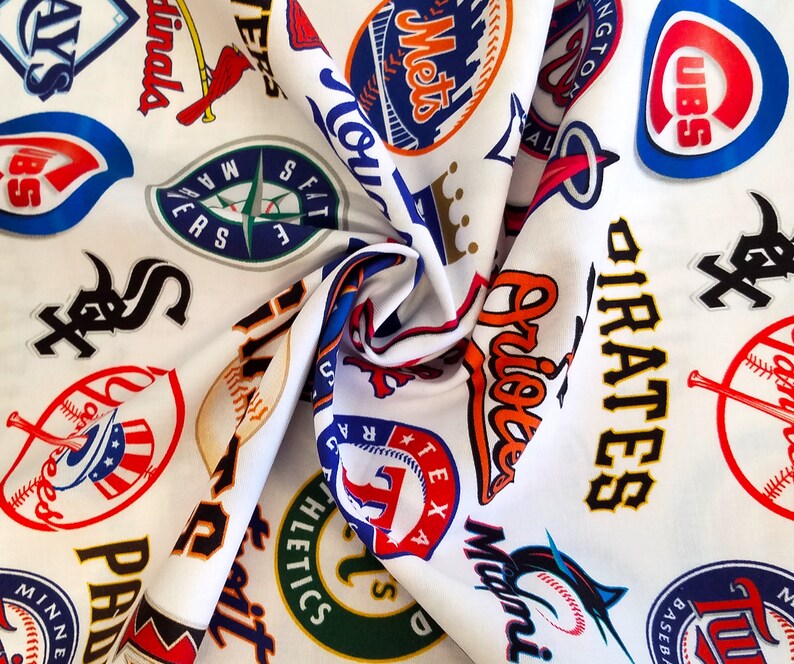 MLB All Team Logos Fabric 100% Cotton Novelty Fabric | Etsy