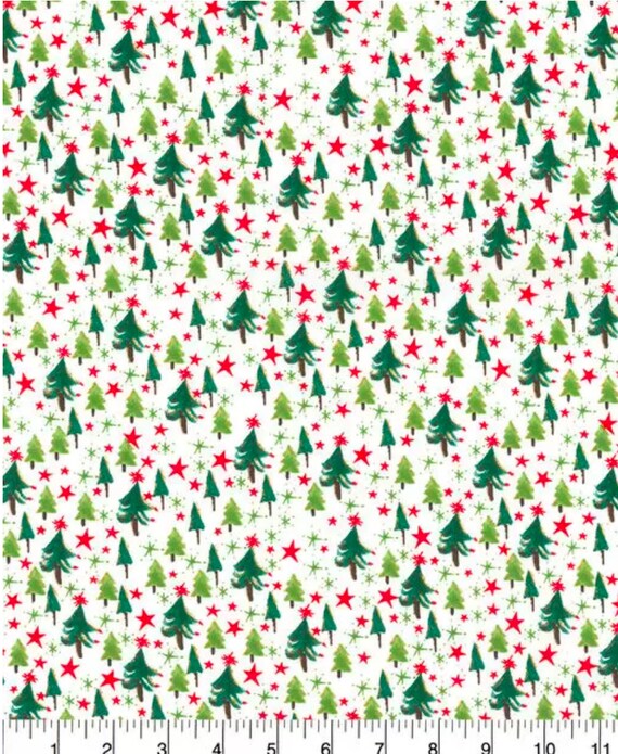 Scattered Holiday Trees Glitter Fabric 100% Cotton | Etsy