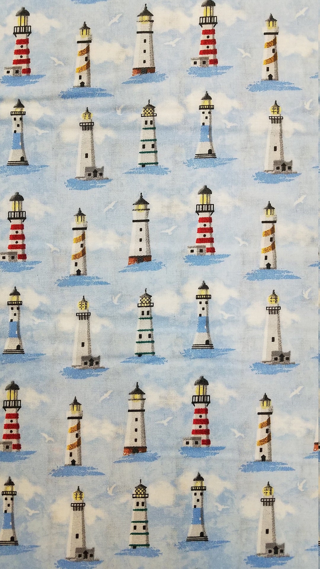 Lighthouses, Fabric, 100 Cotton, Quilter's Cotton, Bytheyard and Fat