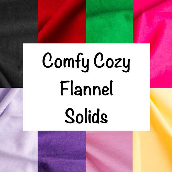 Solid Color FLANNEL Fabric, by-the-yard and Fat Quarter Increments Available, 100% Cotton, Solids, Multiple Colors Available