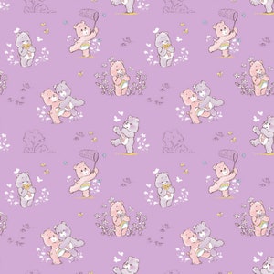 Care Bear - Cheer Share Purple fabric, 100% Cotton, Quilter's Cotton, By-the-Yard, Character, Nostalgia