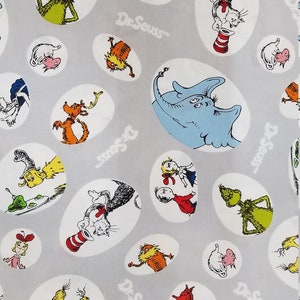 Dr. Seuss Oval Characters, 100% Cotton, Novelty Fabric, by-the-yard, Character, Cartoon