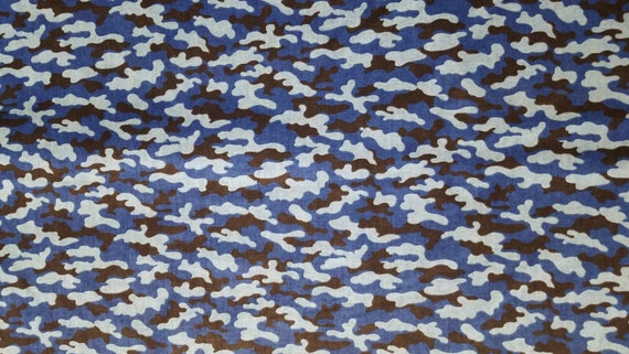 Blue Camouflage Fabric Blue and White Camouflage Pattern by