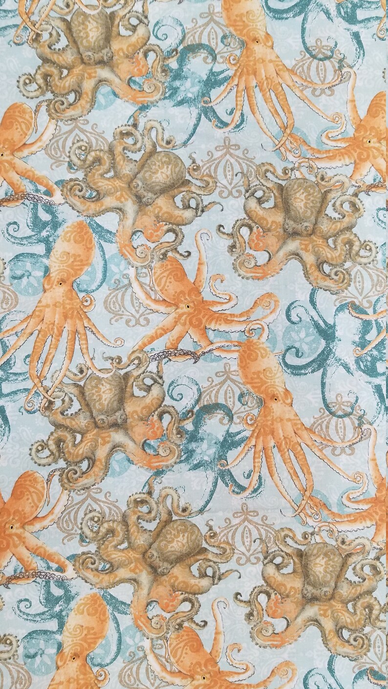 Coastal Octopus 100 Cotton Novelty Fabric BytheYard and