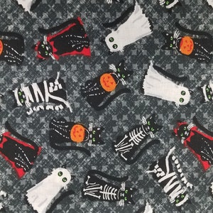 Trick or Treat Cats, Fabric, 100% Cotton, Novelty Cotton, by-the-yard and Fat Quarter Increments Available, Halloween