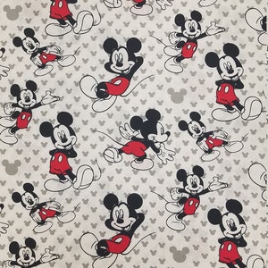 Disney Mickey Mouse Tossed, 100% Cotton, Novelty Fabric, By-the-Yard and Fat Quarter Increments Available, Character, Disney, Mickey