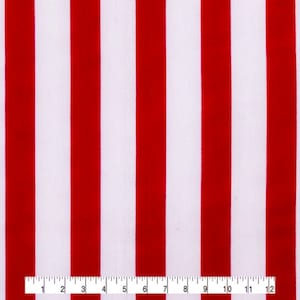 Red and White LARGE Stripes Fabric, 100% Cotton, Quilter&#39;s Cotton, by the yard and Fat Quarter Increments Available, Basic Stripes