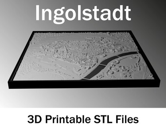 Ingolstadt Germany 3D City Map STL | 62x62 cm Wall Art Model | 16 Tile STL Files | 3D Print Topographic City Model | Digital Download