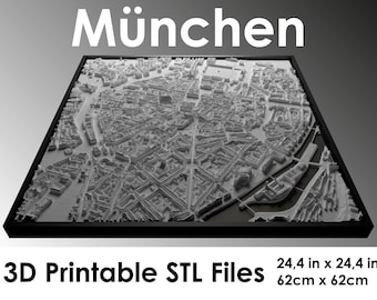 3D Munich Map Print File | Digital Files | 3D Munich Skyline | STL Print File | 3D Printed Landmark | 3D Printable City Model