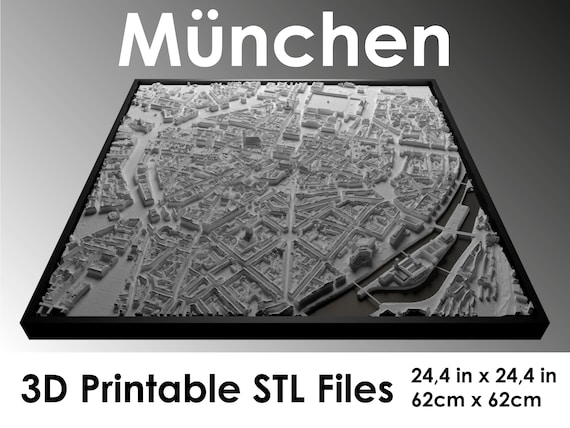 3D Printable Etsy Munich File 3D STL Map Munich 3D Skyline Printed File Print 3D City Digital Print Model Landmark Files -