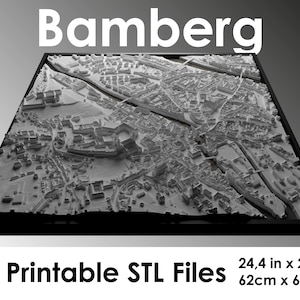 3D Bamberg, 3D Duitsland, 3D print stl-bestand, skyline van Bamberg, kaart van Bamberg, kaart van Bamberg, Bamberg stl, Bamberg cadeau