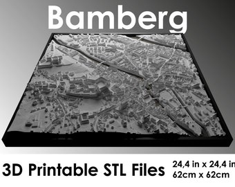 3D Bamberg, Allemagne 3D, fichier stl d'impression 3D, horizon de Bamberg, carte de Bamberg, carte de Bamberg, stl de Bamberg, cadeau de Bamberg