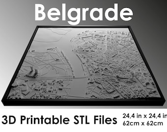 Belgrade 3D, Carte du monde, Serbie 3D, fichier stl d’impression 3D, horizon de Belgrade, carte de Belgrade, fichier numérique, cadeau de pendaison de crémaillère, plan de la ville