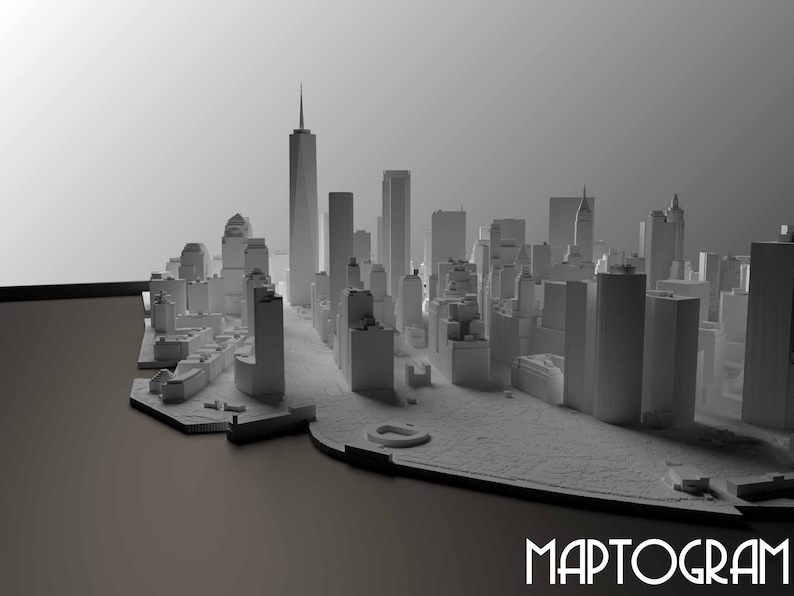 3d Manhattan, World Map, 3D NYC, 3d print stl file, New York City Skyline, NYC map, Digital file, housewarming gift, custom city map, art image 4