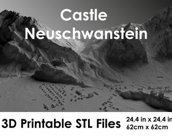 Neuschwanstein Castle 3D Model STL File – 3D Baveria Printable Alpine Landscape for 3D Printers – 3D Germany - Detailed DIY Architecture