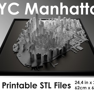 3d Manhattan, World Map, 3D NYC, 3d print stl file, New York City Skyline, NYC map, Digital file, housewarming gift, custom city map, art