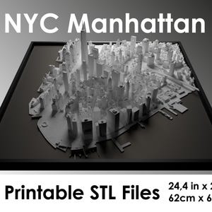 3D Manhattan, wereldkaart, 3D NYC, 3D Print Stl-bestand, de skyline van New York City, NYC kaart, digitaal bestand, cadeau, aangepaste stadsplattegrond