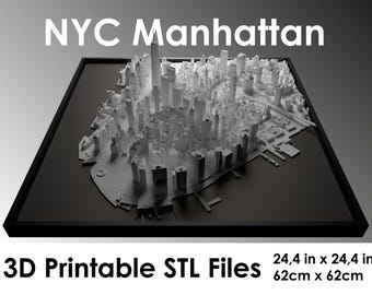 3d Manhattan, World Map, 3D NYC, 3d print stl file, New York City Skyline, NYC map, Digital file, housewarming gift, custom city map, art
