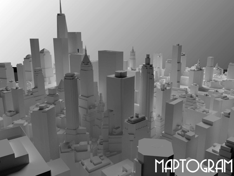 3d Manhattan, World Map, 3D NYC, 3d print stl file, New York City Skyline, NYC map, Digital file, housewarming gift, custom city map, art image 5