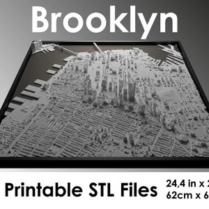 3D Brooklyn, wereldkaart, 3D Brooklyn, 3D Print Stl-bestand, Brooklyn Skyline, Brooklyn kaart, digitaal bestand, aangepaste stadsplattegrond