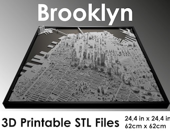 3D Brooklyn, World Map, 3D Brooklyn, 3d print stl file, Brooklyn Skyline, Brooklyn map, Digital file, housewarming gift, custom city map